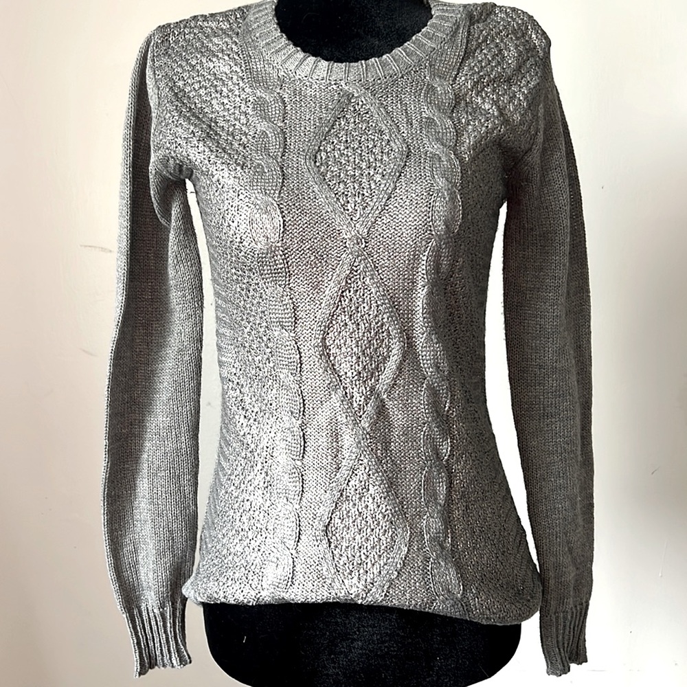 Metallic long sleeve sweater